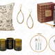 Illustrated Land & Sea Pillows, $27 | Subway Map Glasses - Set of 2, $28 | Peruvian Opal Vine Earrings, $90 | Chocolate & Roses Teas, $15 | Foodie Duo Embroidery Hoop Art, $38